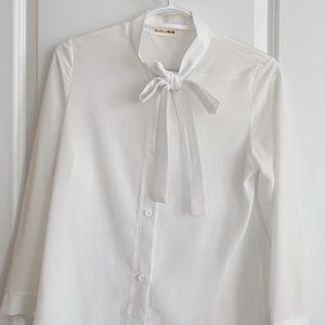BOW TIE LONG SLEEVE BLOUSE (XS）